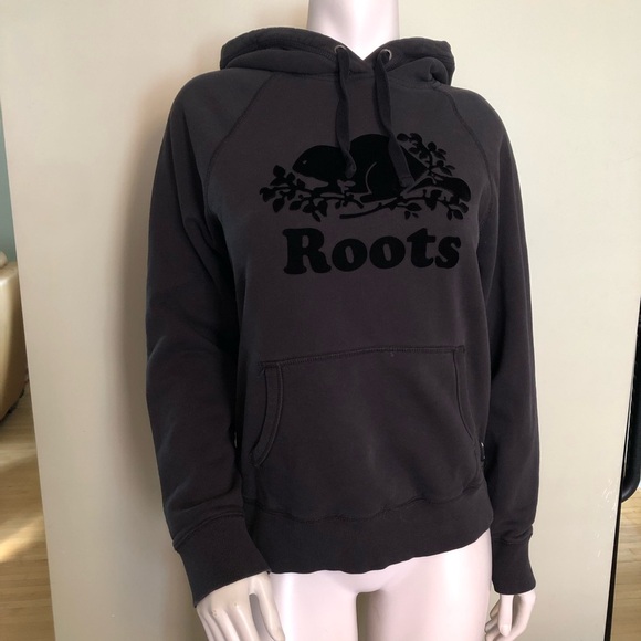Grey/Black Roots Kangaroo Hoodie - M - Picture 1 of 6